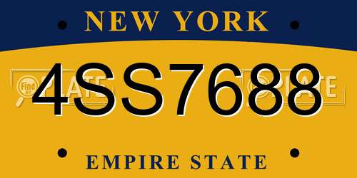4SS7688 New York License Plate