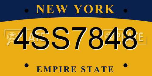 4SS7848 New York License Plate