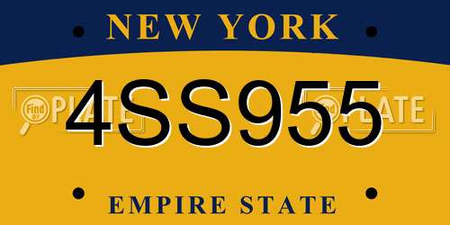 4SS955 New York License Plate