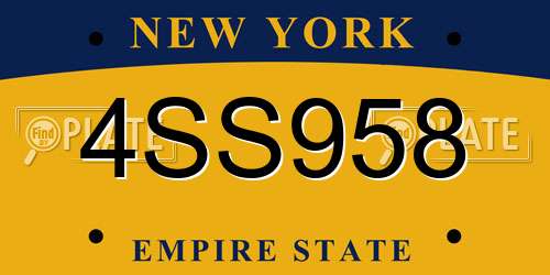 4SS958 New York License Plate