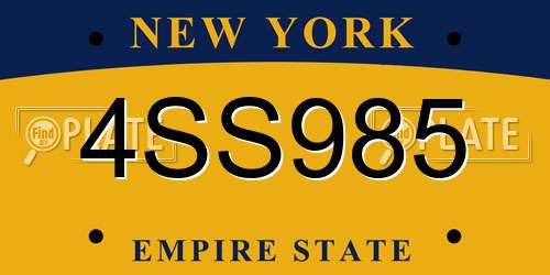 4SS985 New York License Plate