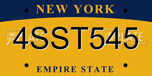 4SST545 New York License Plate