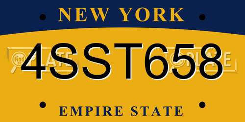 4SST658 New York License Plate