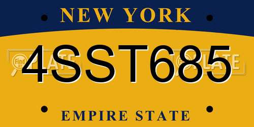 4SST685 New York License Plate