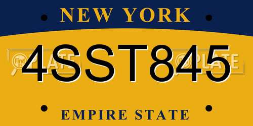 4SST845 New York License Plate