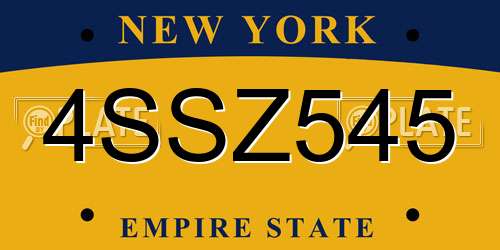 4SSZ545 New York License Plate