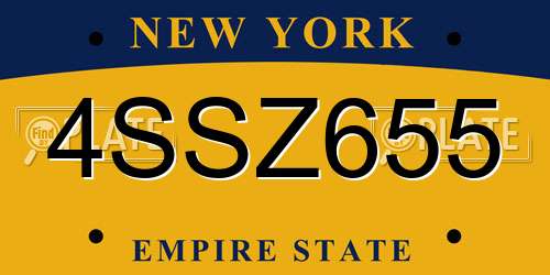 4SSZ655 New York License Plate