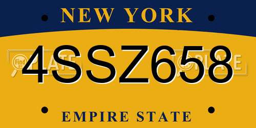 4SSZ658 New York License Plate