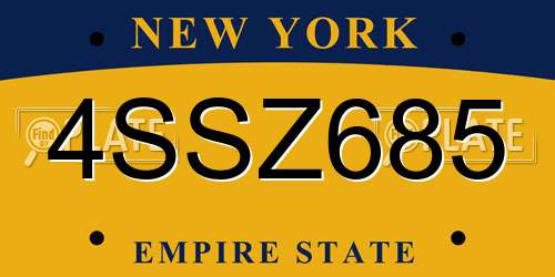 4SSZ685 New York License Plate