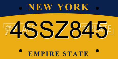 4SSZ845 New York License Plate