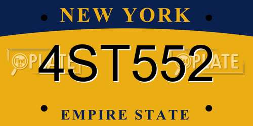 4ST552 New York License Plate