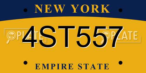 4ST557 New York License Plate