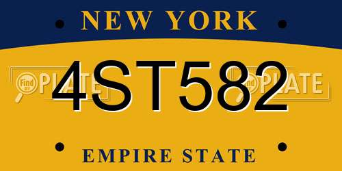 4ST582 New York License Plate