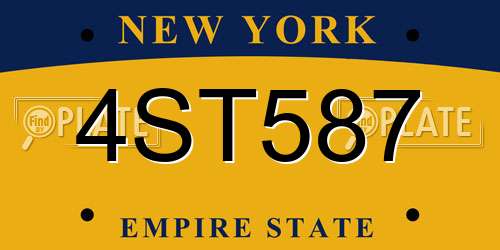 4ST587 New York License Plate