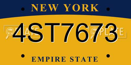 4ST7673 New York License Plate