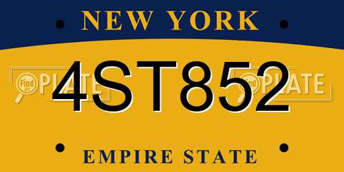 4ST852 New York License Plate