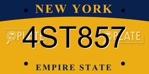 4ST857 New York License Plate