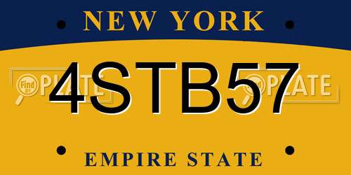 4STB57 New York License Plate