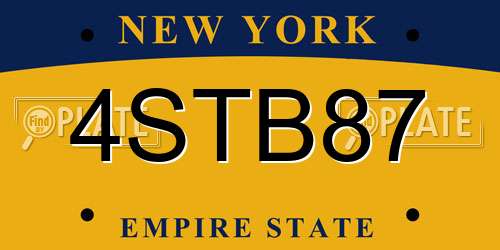 4STB87 New York License Plate