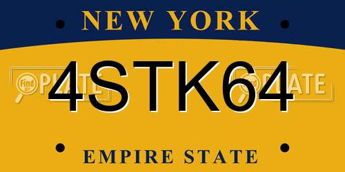 4STK64 New York License Plate