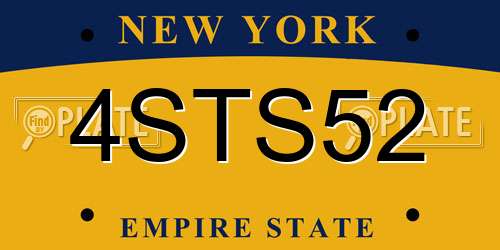 4STS52 New York License Plate