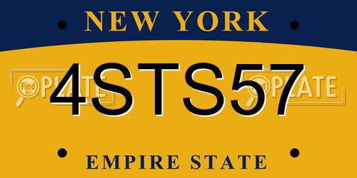 4STS57 New York License Plate