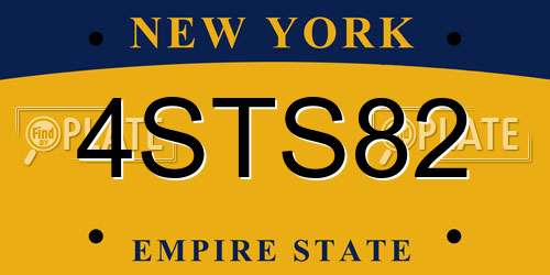 4STS82 New York License Plate