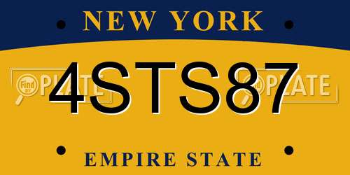 4STS87 New York License Plate