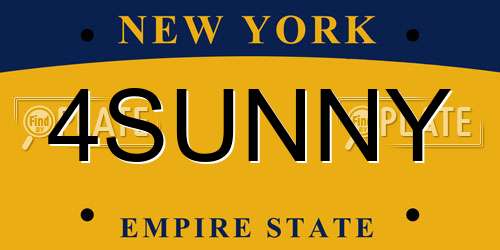 4SUNNY New York License Plate