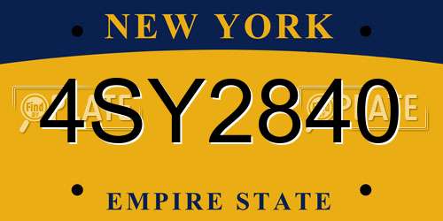 4SY2840 New York License Plate