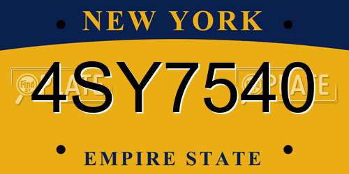 4SY7540 New York License Plate