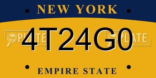 4T24G0 New York License Plate