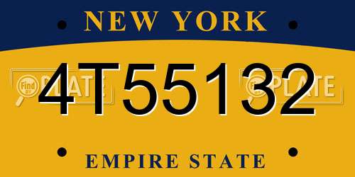 4T55132 New York License Plate