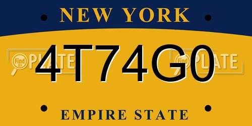 4T74G0 New York License Plate