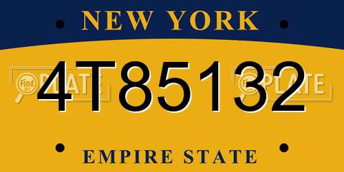 4T85132 New York License Plate