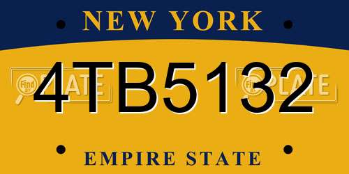 4TB5132 New York License Plate