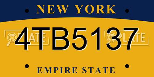 4TB5137 New York License Plate