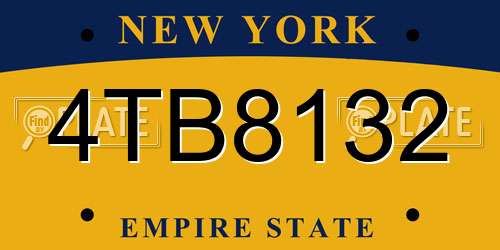 4TB8132 New York License Plate