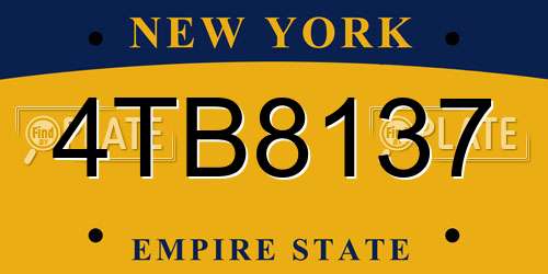 4TB8137 New York License Plate