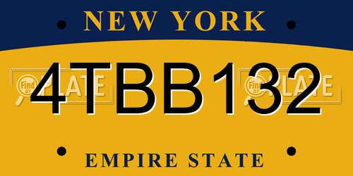 4TBB132 New York License Plate