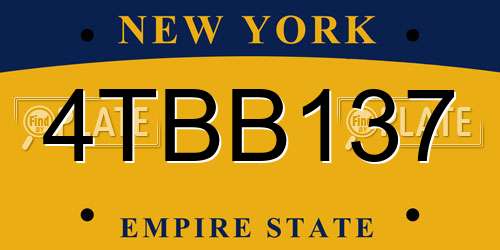 4TBB137 New York License Plate