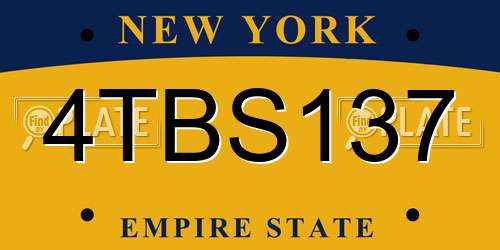 4TBS137 New York License Plate