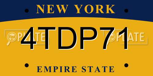 4TDP71 New York License Plate