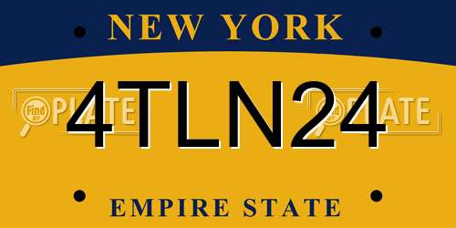 4TLN24 New York License Plate
