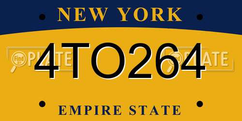 4TO264 New York License Plate