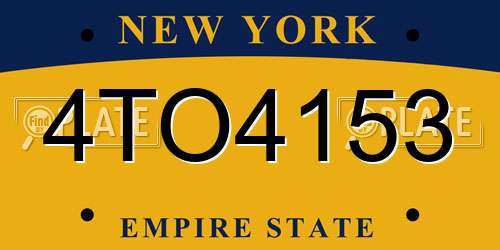 4TO4153 New York License Plate