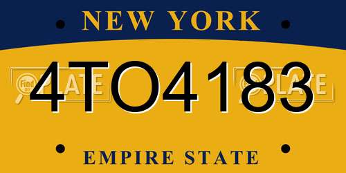 4TO4183 New York License Plate