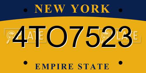 4TO7523 New York License Plate