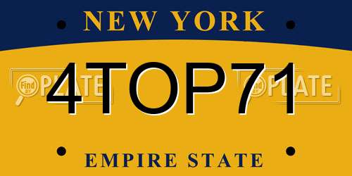 4TOP71 New York License Plate
