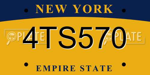 4TS570 New York License Plate